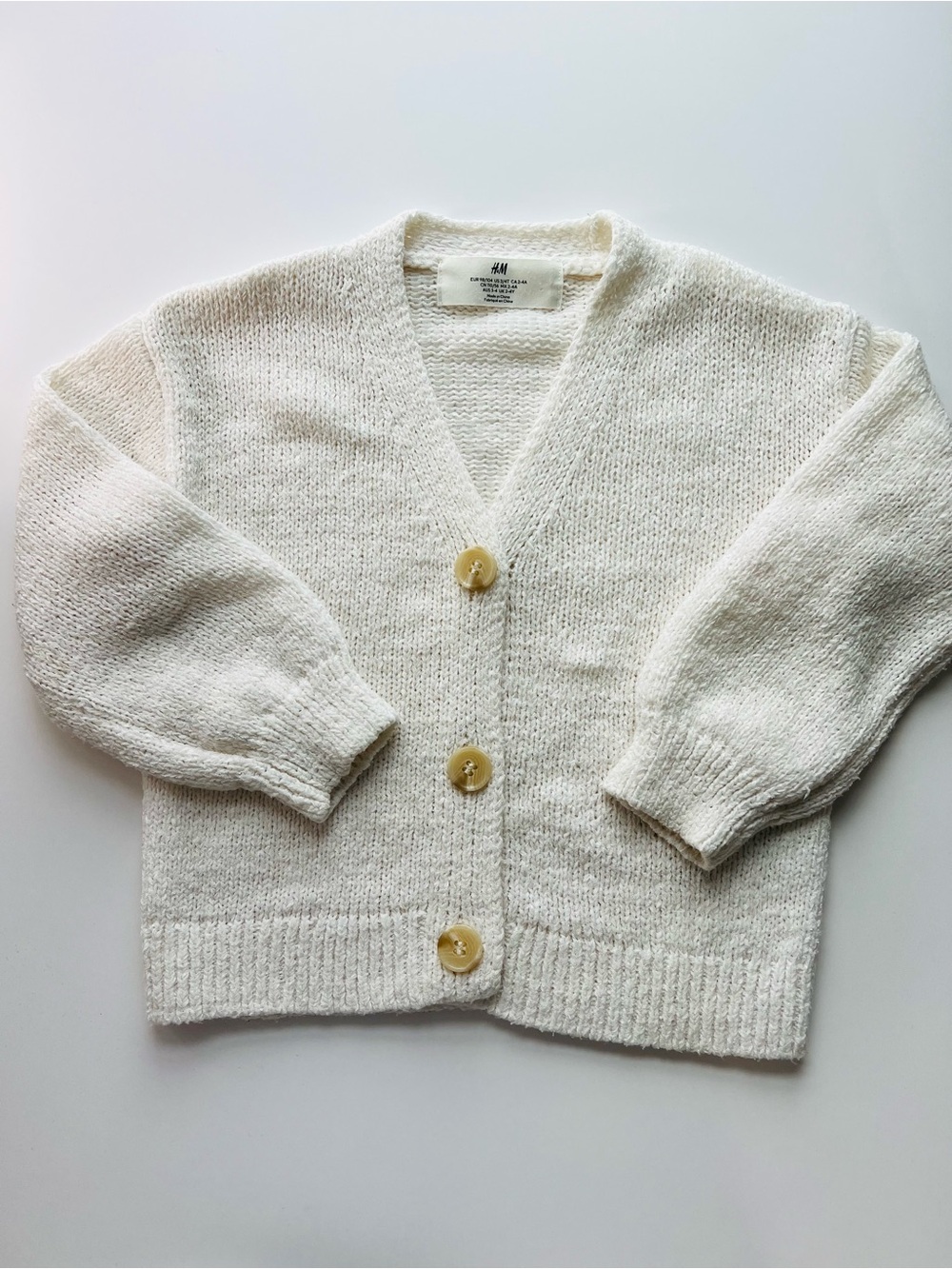H&M Knit Cardigan white V-Neck Size 3/4T